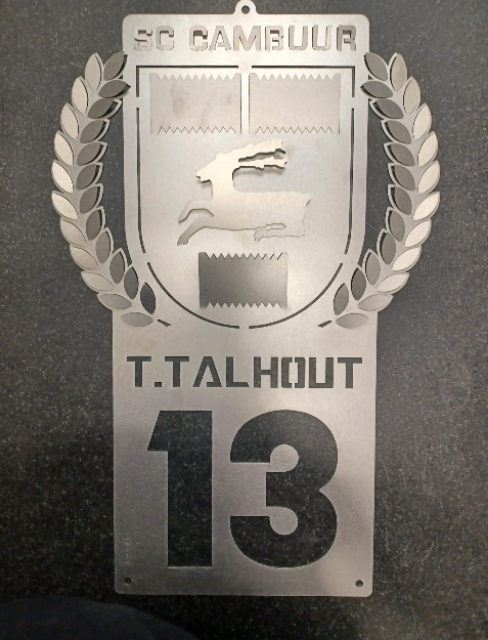 RVS naambord met huisnummer SC Cambuur #3