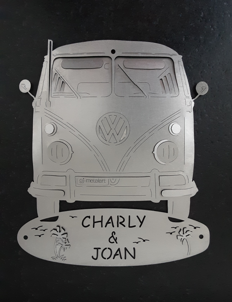 RVS naambord "VW busje"