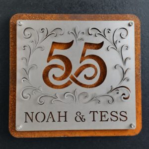 RVS en Corten Naambord/Huisnummer "Krul"